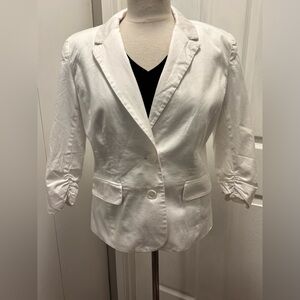 Women's White 3/4 Sleeve Blazer